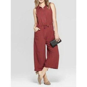 NWT - Universal Thread Women's Size XS Burgundy Pockets Sleeveless Wide Leg